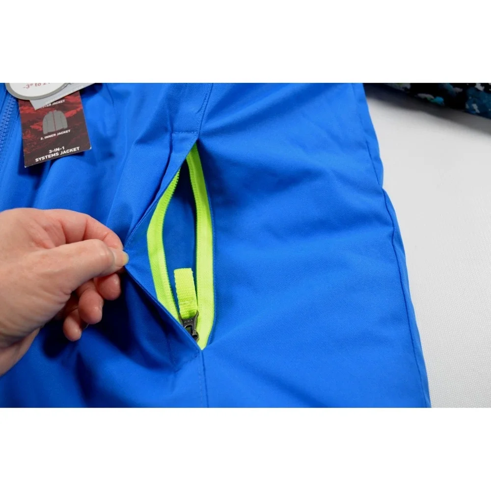 Swiss Tech Boys Reversible 3 in 1 Coat Blue & Multi Hooded Size XXL (18) Nwts‎